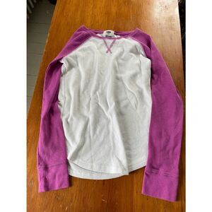 Old Navy white/purple girls thermal long sleeve baseball top XL